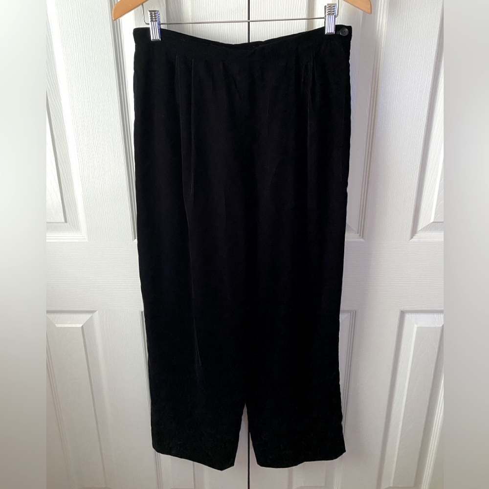 Talbots Petites Black Velvet High Rise Wide‎ Leg Trousers SZ 12P - Picture 2 of 9